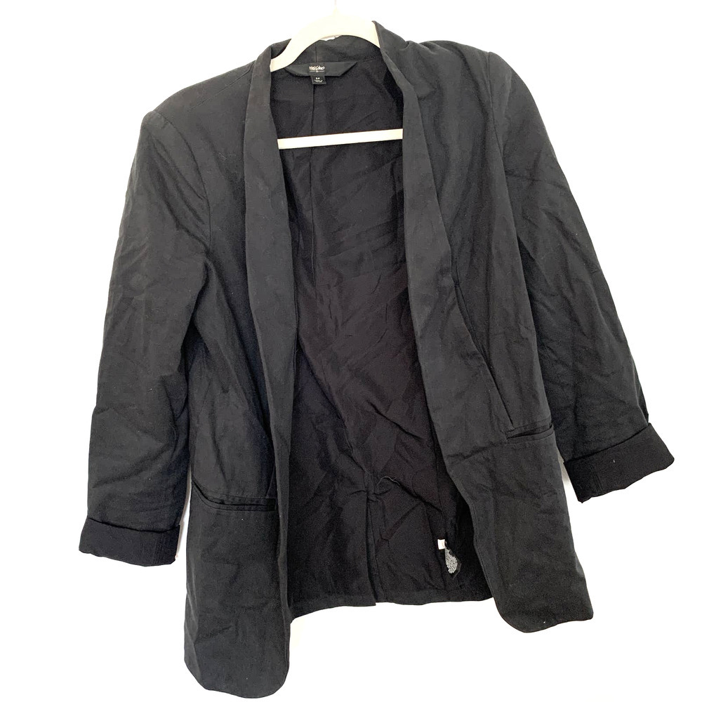 Mossimo Black Cotton Blend Long Sleeve Open Front Jacket S